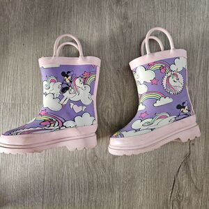 Disney Rain Boots Little Girls Size 7 Pink Minnie Mouse Unicorn Rain Boots